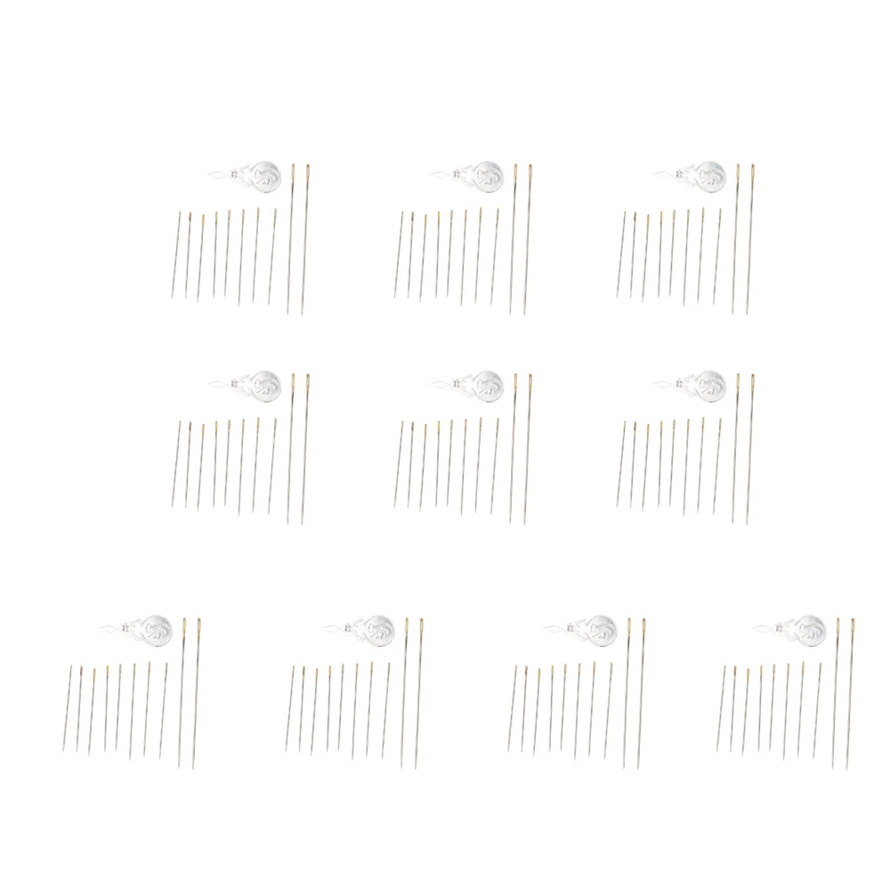 100Pcs Large Eye Needles Gold Plated Metal Assorted Size Rustproof Sewing Needles with 10 Threaders for Stitching Craft