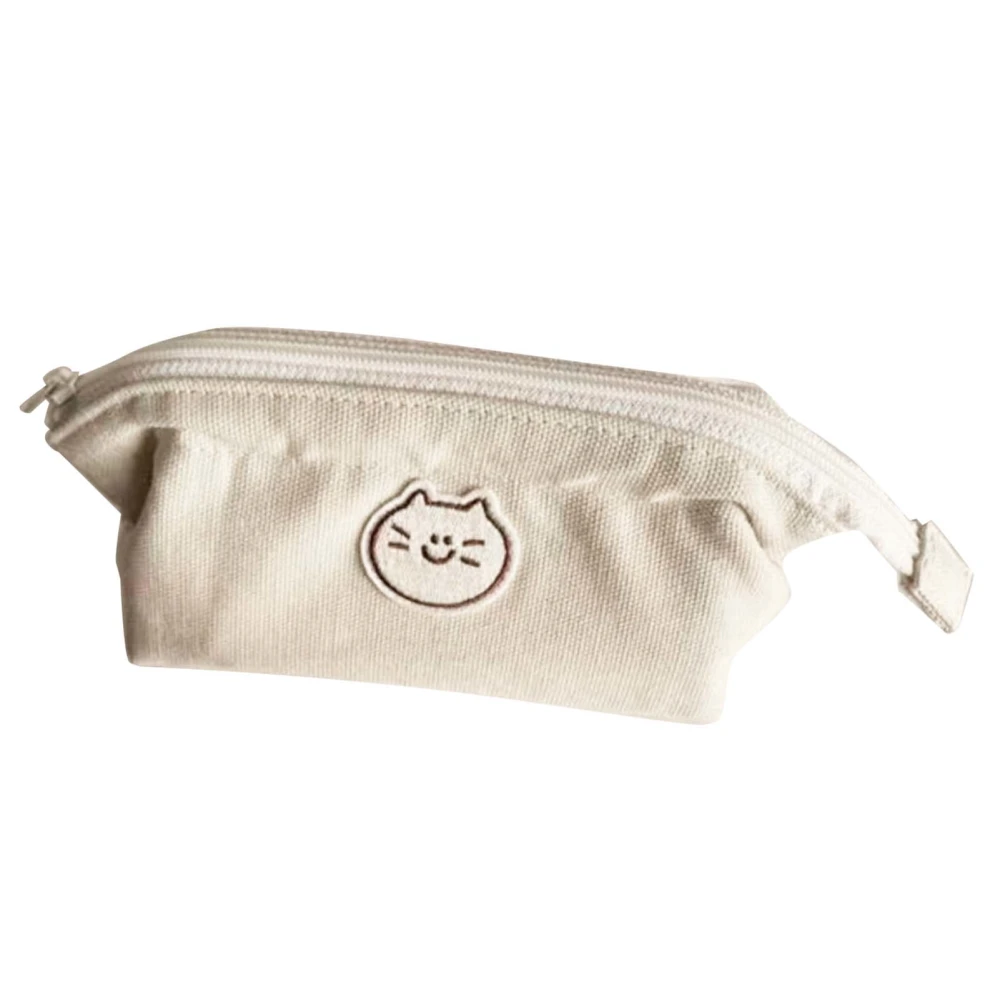 Pencil Bag Cute Cartoon Animal Style Smoothing Zipper Canvas Large Capacity Large Pencil Case for School Office Kitten