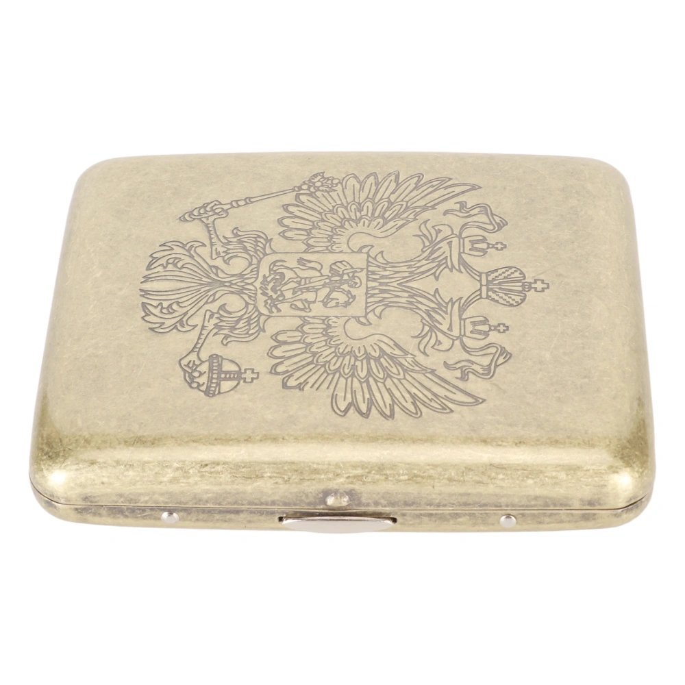 Metal Cigarette Case Box Retro Double Sided Spring Clip Open Pocket Holder for 20pcs Cigarette Double Headed Eagle