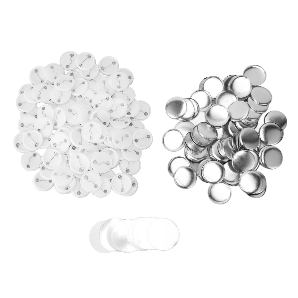 100 Sets Pin Back Button Parts Round Shape Metal Back Pin DIY Blank Button Badge Parts Set for Clothes Backpacks 32mm/1.3in