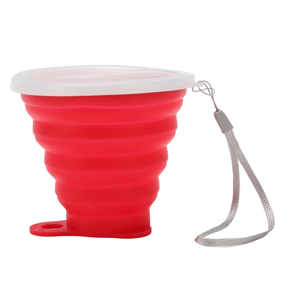 Silicone Collapsible Cup with Lid 270ml Food Grade Reusable Flexible Travel Cup Collapsible for Outdoor Red