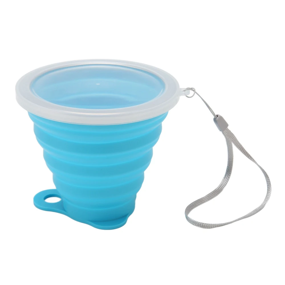 Collapsible Water Cup 270ml Food Grade Silicone Flexible Portable Folding Camping Cup for Travel Office Outdoor Blue