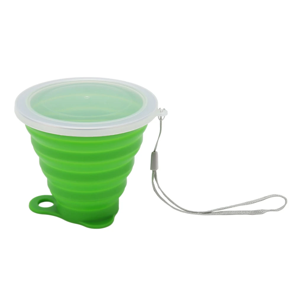 Collapsible Water Cup 270ml Food Grade Silicone Flexible Portable Folding Camping Cup for Travel Office Outdoor Green