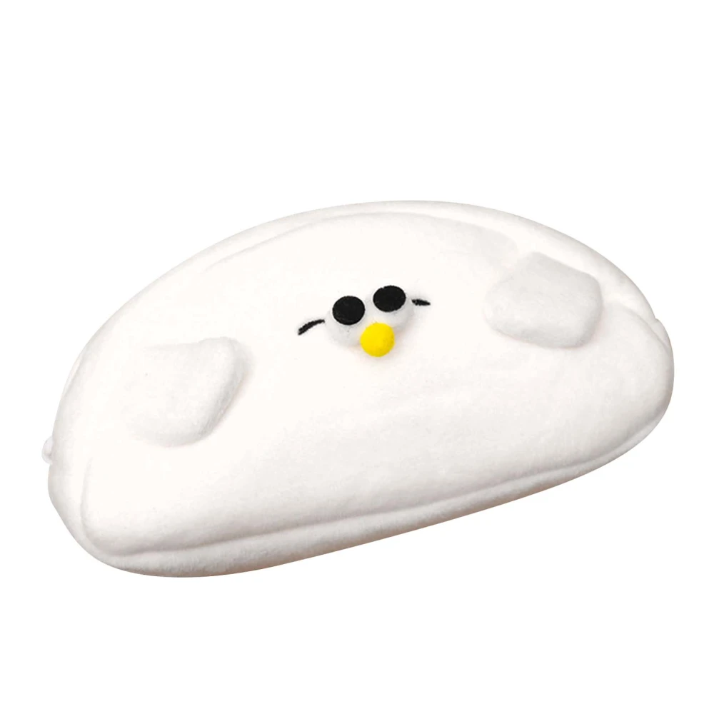 Small Pen Bag Cute Cartoon Seagull White Soft Short Plush Durable Student Pencil Bag for School Office Family