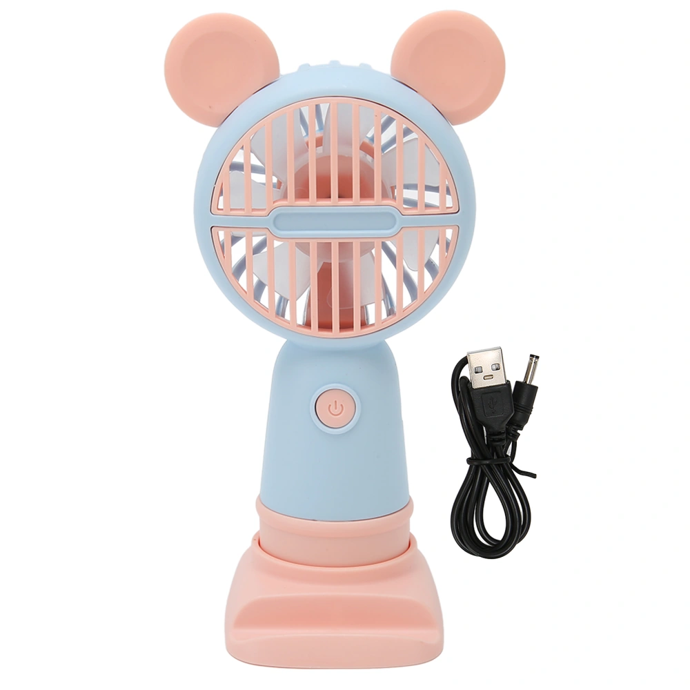 Handheld Fan Rechargeable Ergonomic Cute Mouse Shape Mini Hand Held Fan Portable Fan for Outdoor Travel Pink Blue