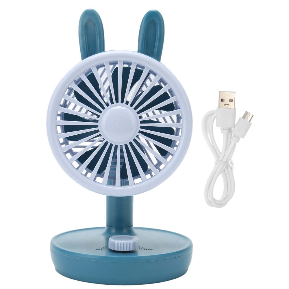 USB Desk Fan for Student Angle Adjustable Ergonomic Cute Rabbit Shape Desk Fans Small Quiet for Camping Picnic Blue