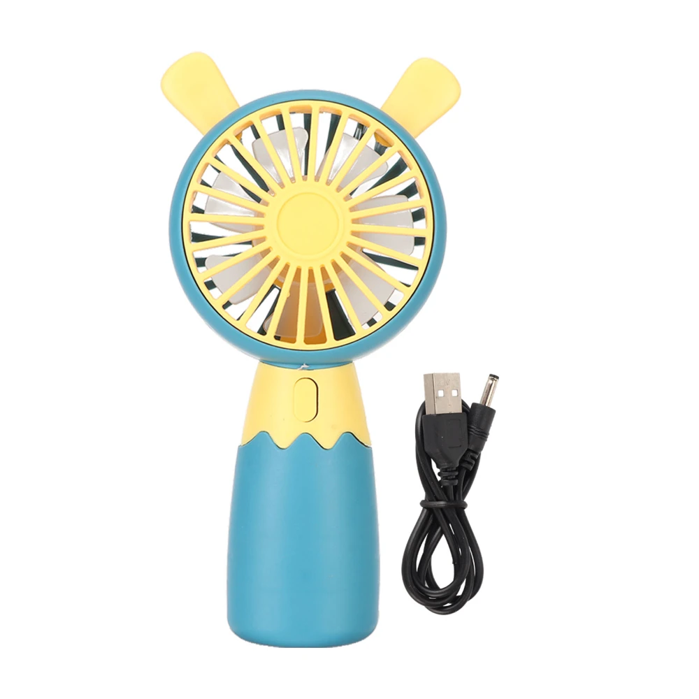 Portable Handheld Fan USB Rechargeable Cute Shape Ergonomic Mini Hand Held Fan for Men Women Kids Outdoor Blue