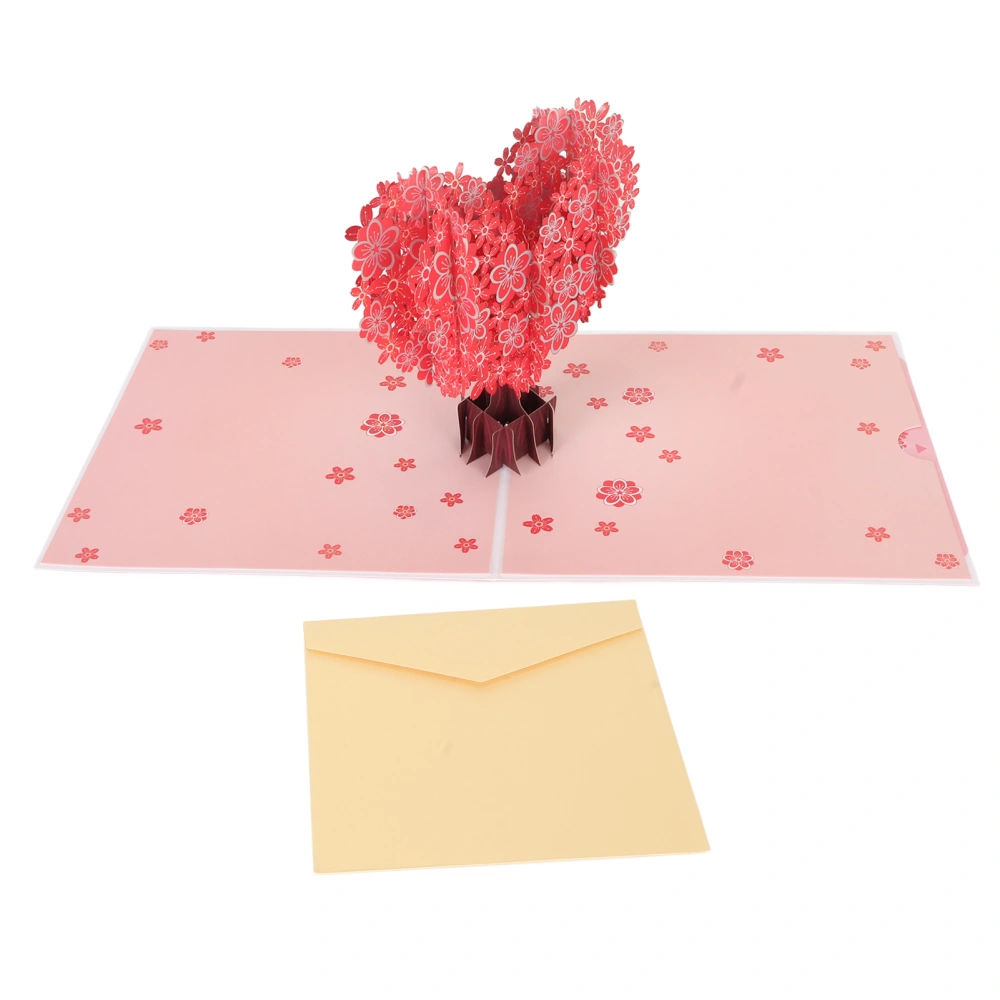 Heart Shaped Sakura 3D Greeting Cards Exquisite Engraving Writable 3D Greeting Card for Valentines Day Mother Day