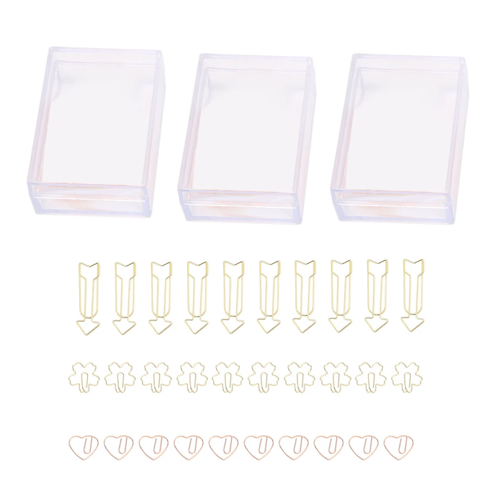 30Pcs Paper Clips Sakura Heart Arrow Shaped Cute Paperclip for Office School Student File Classification