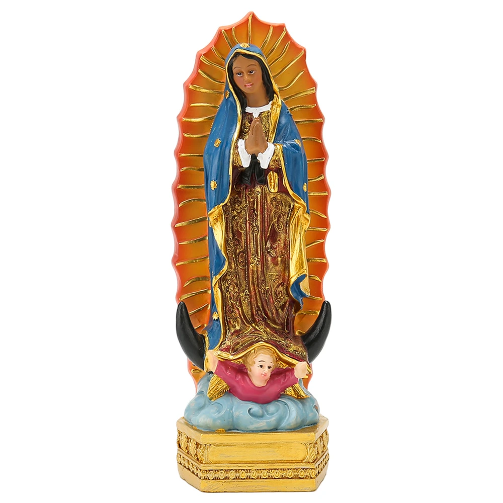 Christian Guadalupe Figurine Hand Painted Good Luck Virgin Mary Statues Our Lady of Guadalupe Figurine for Tabletop Decoration