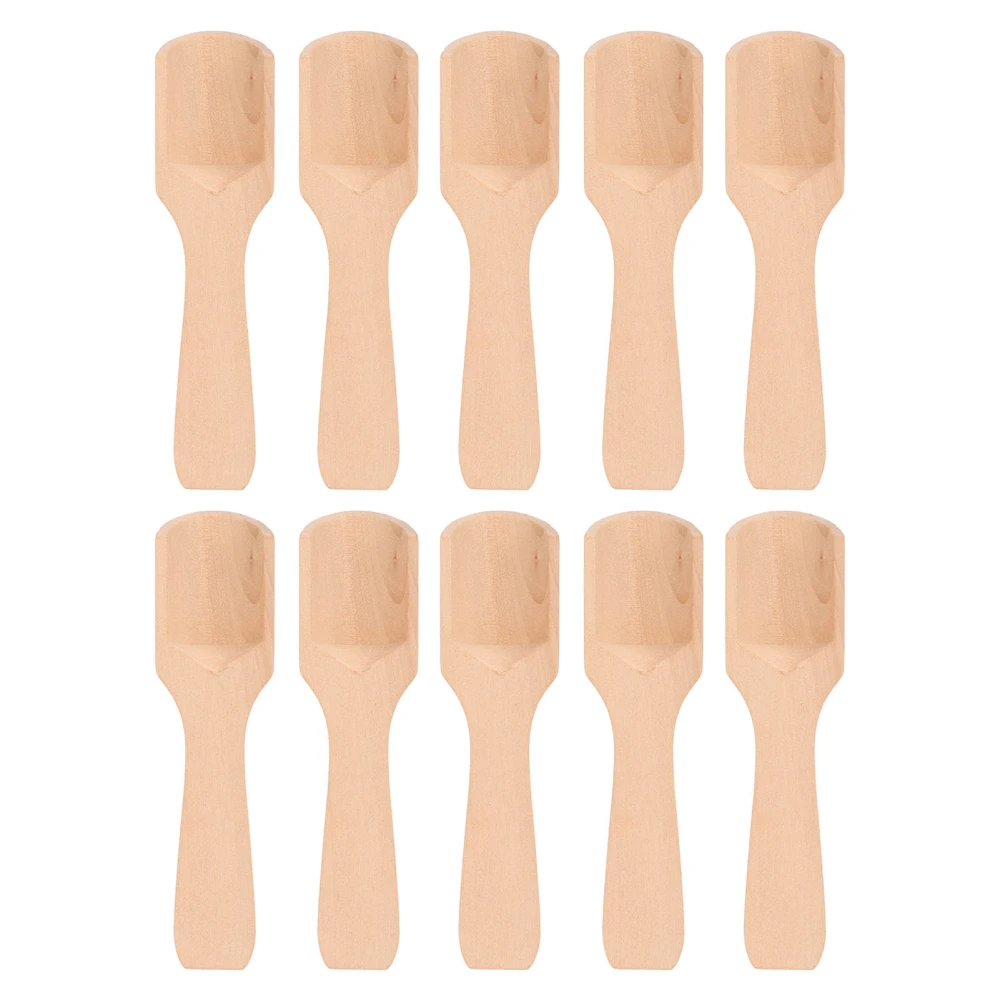 10pcs Bath Salt Scoop Multipurpose Eco Friendly Beech Wood Portable Salt Scoop for Bathroom Type 2 (11x1.4cm/4.3x0.55in)