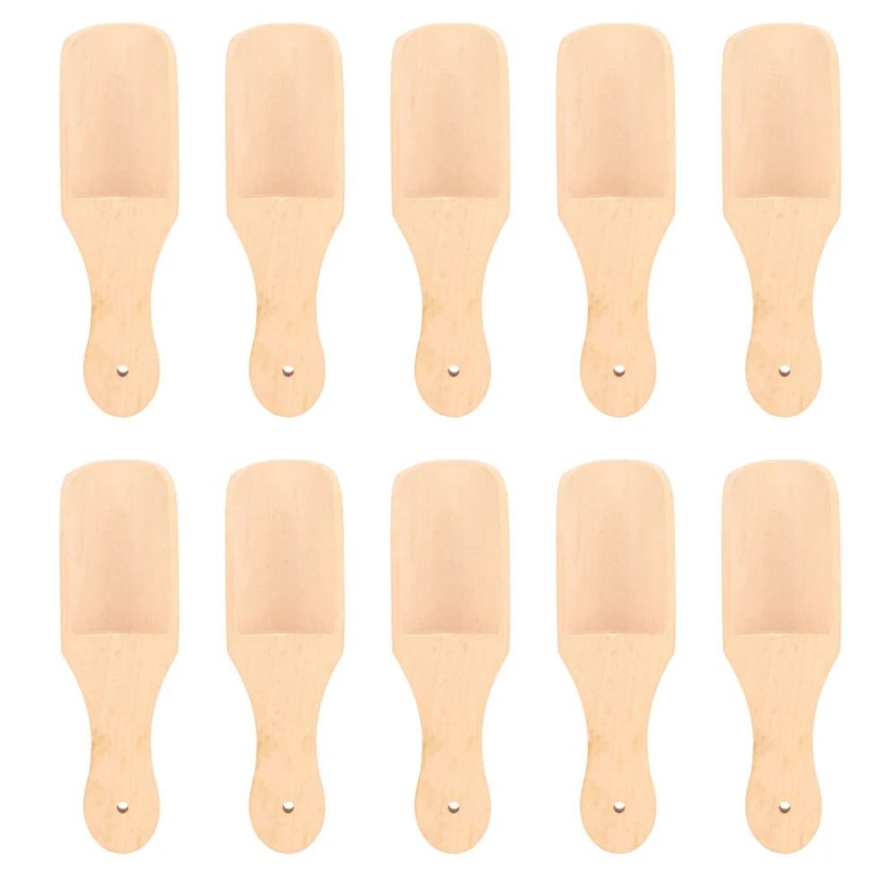 10Pcs Bath Salt Spoons Sturdy Beech Smoothing Light Durable Widely Used Wooden Scoop for Bathing Tea Leaves