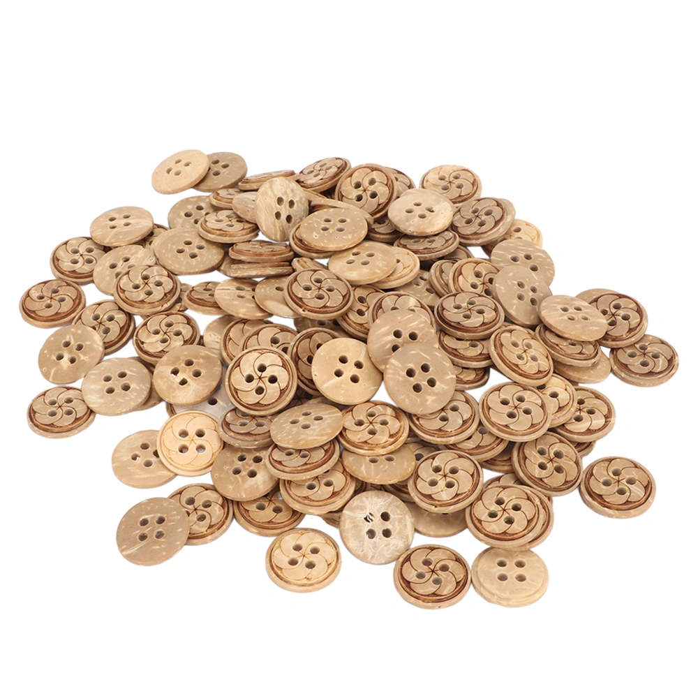 150Pcs Round Wooden Buttons 0.5 Inch 4 Holes Assorted Styles Sturdy Light Craft Buttons for DIY Decoration Handicraft