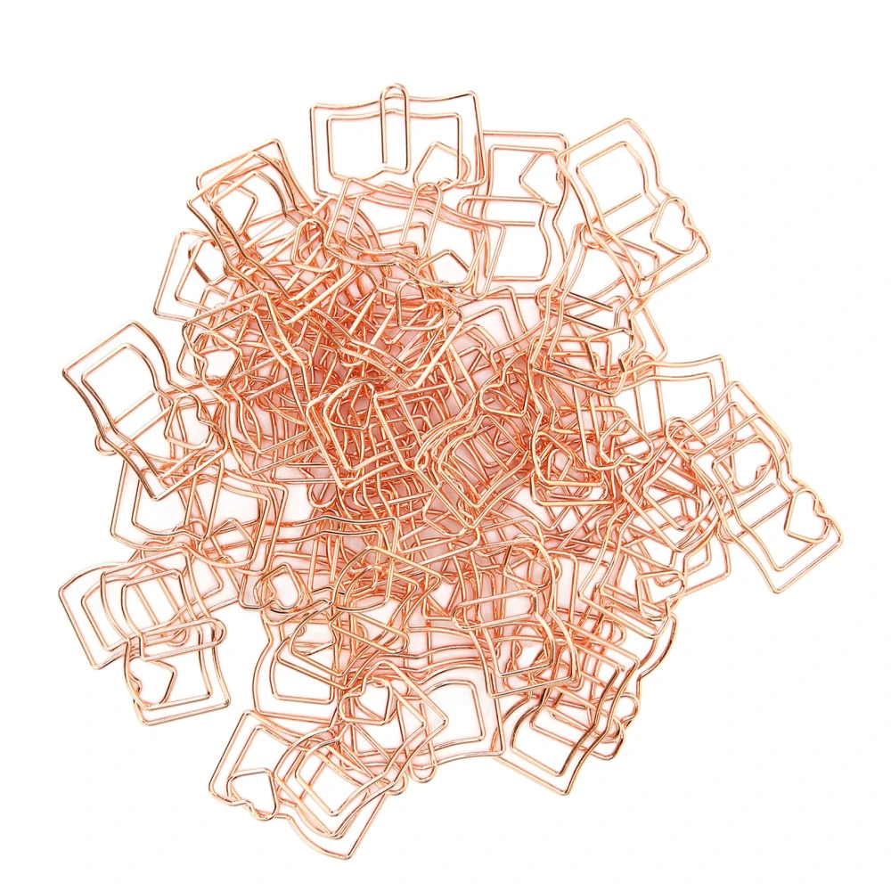 50pcs Paper Clips Rust Proof Durable Electroplating Metal Small Paperclips for Office School Home Rose Gold