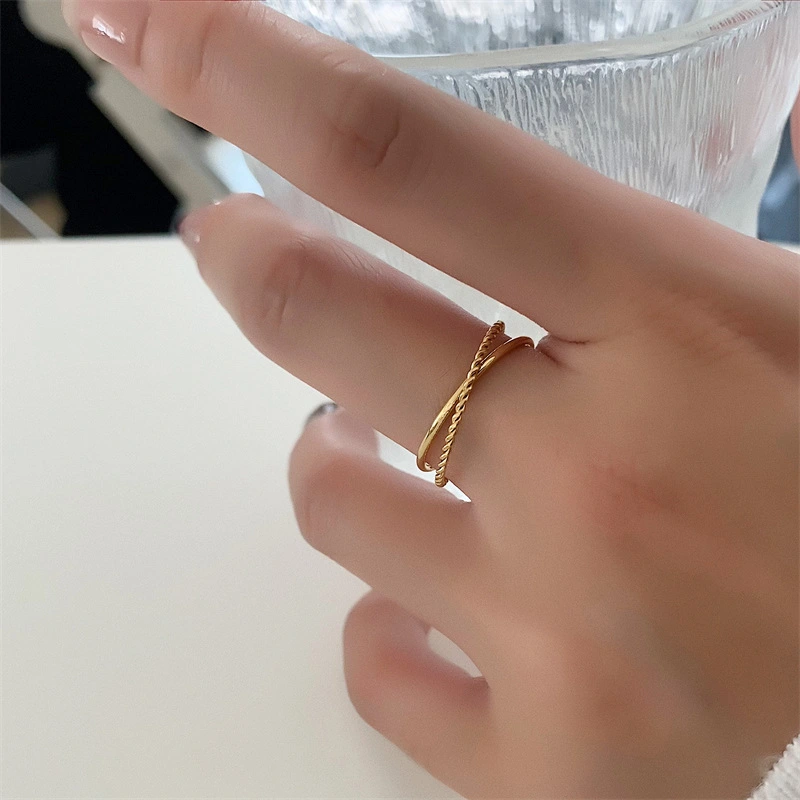 18K Gold-plated Titanium Steel Double Ring Ring