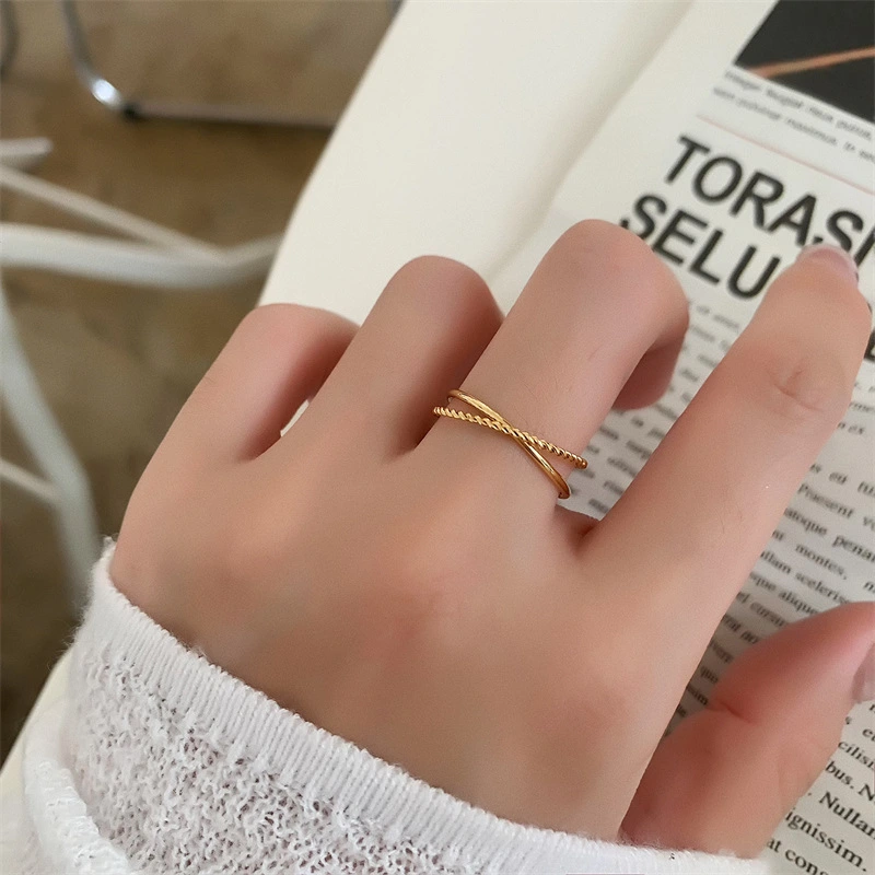 18K Gold-plated Titanium Steel Double Ring Ring