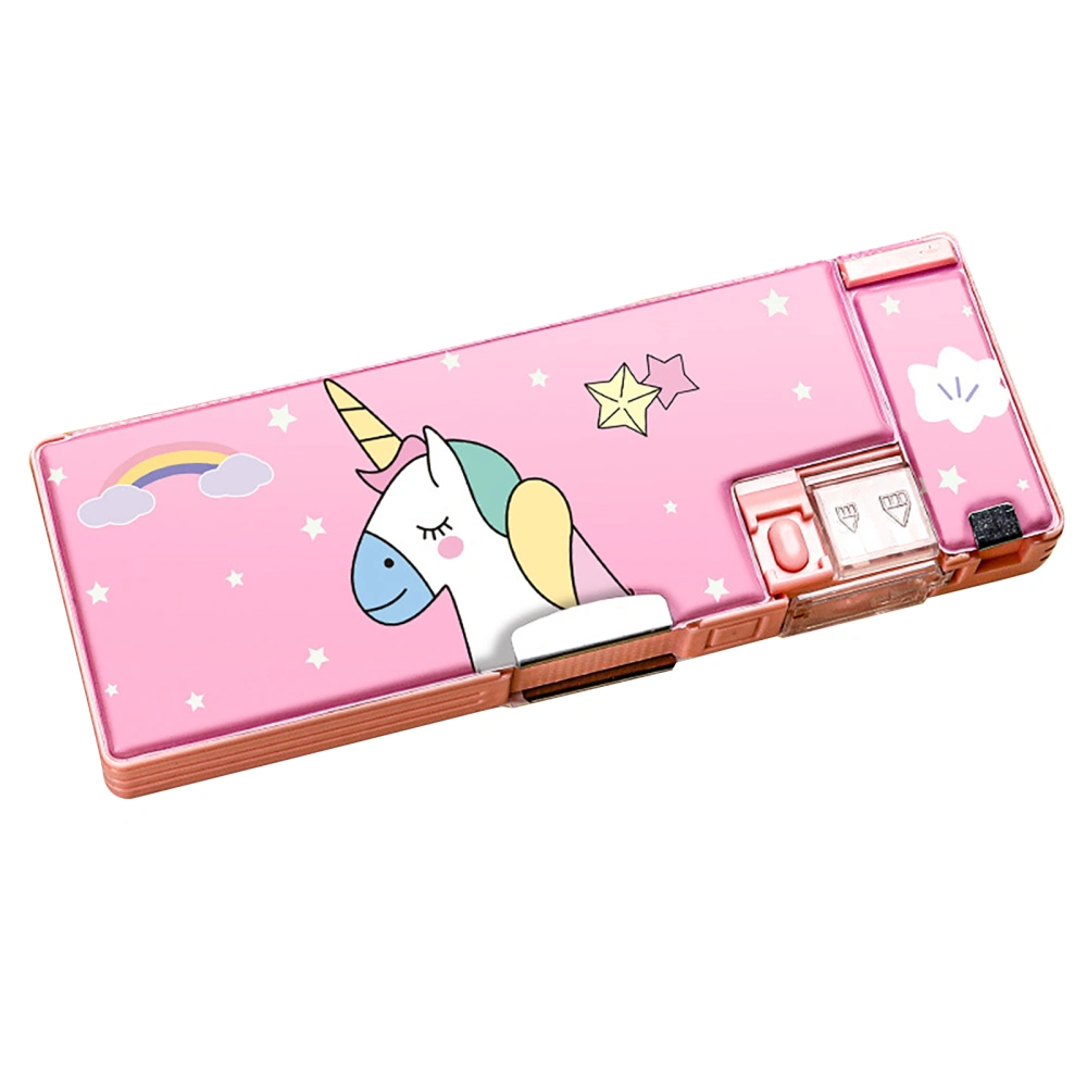 Pencil Bag Cute Cartoon Style Double Sided Inbuilt Sharpener Portable Large Capacity Large Pencil Case for Kids School Monster