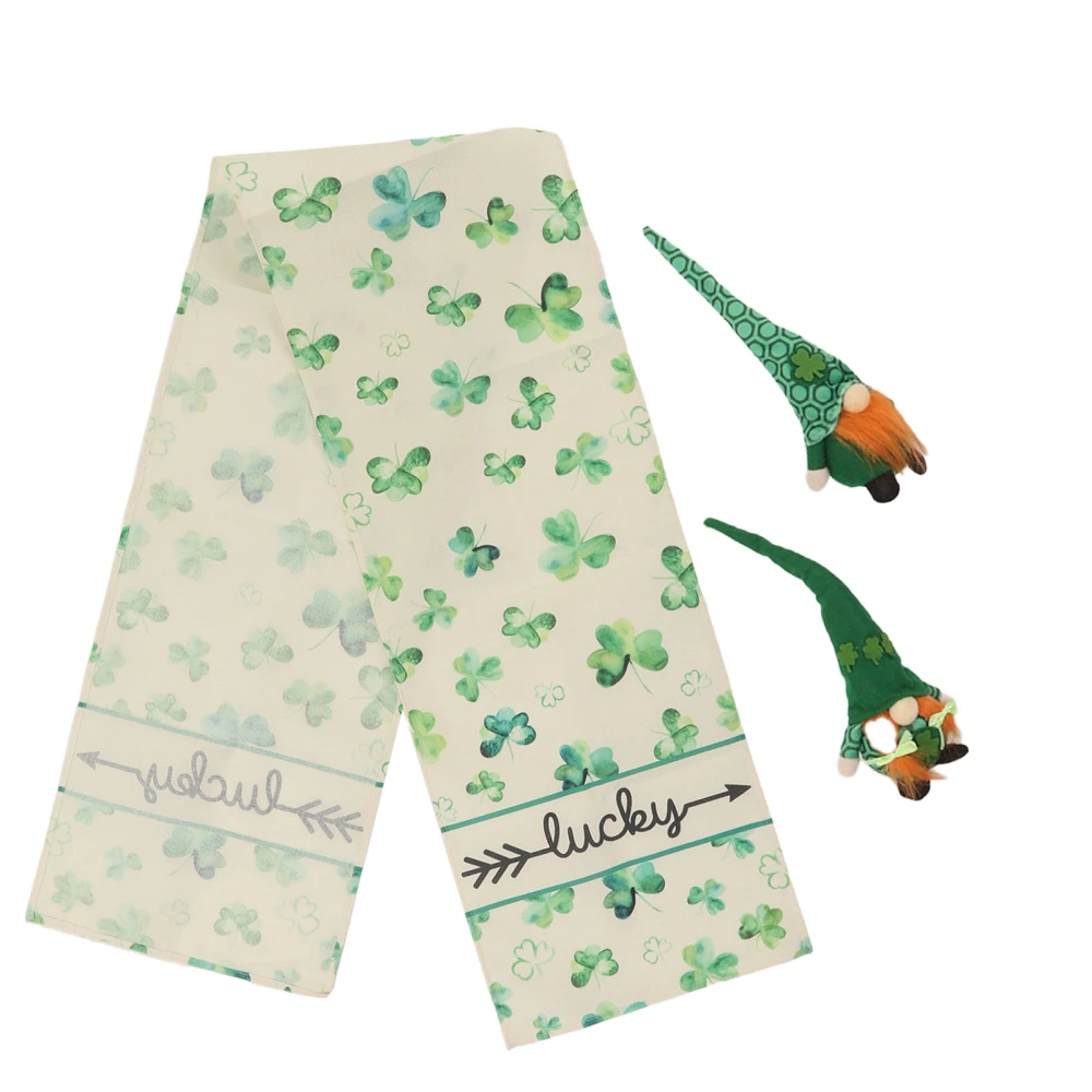 Patrick's Day Table Runner 74.8in Long 13.0in Wide Green Clover Prints Table Runner for Decoration Holiday Party