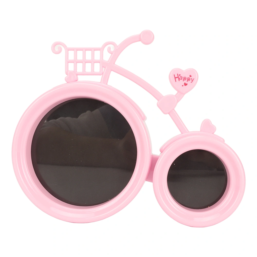 Baby Picture Frame Beautiful Cute Bicycle Shaped Dual Baby Photo Frame Decor for Desktop Display Pink