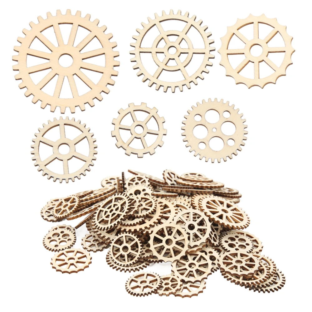 120Pcs Wooden Gear Embellishments Delicate Lightweight Gear Decoration Wood Slice Ornament