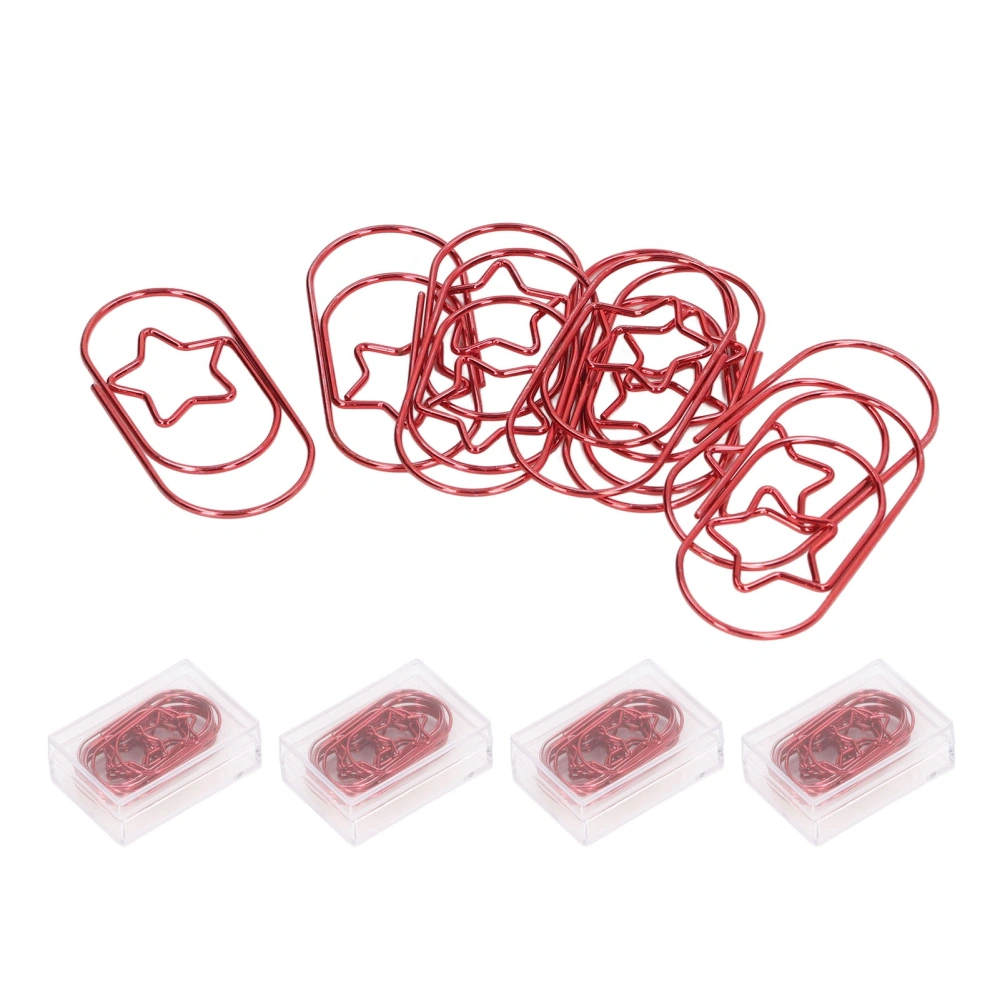 40Pcs Fancy Paperclips Star Style Rustproof Coating Multi Purpose Cute Paper Clips for Home School Office Red