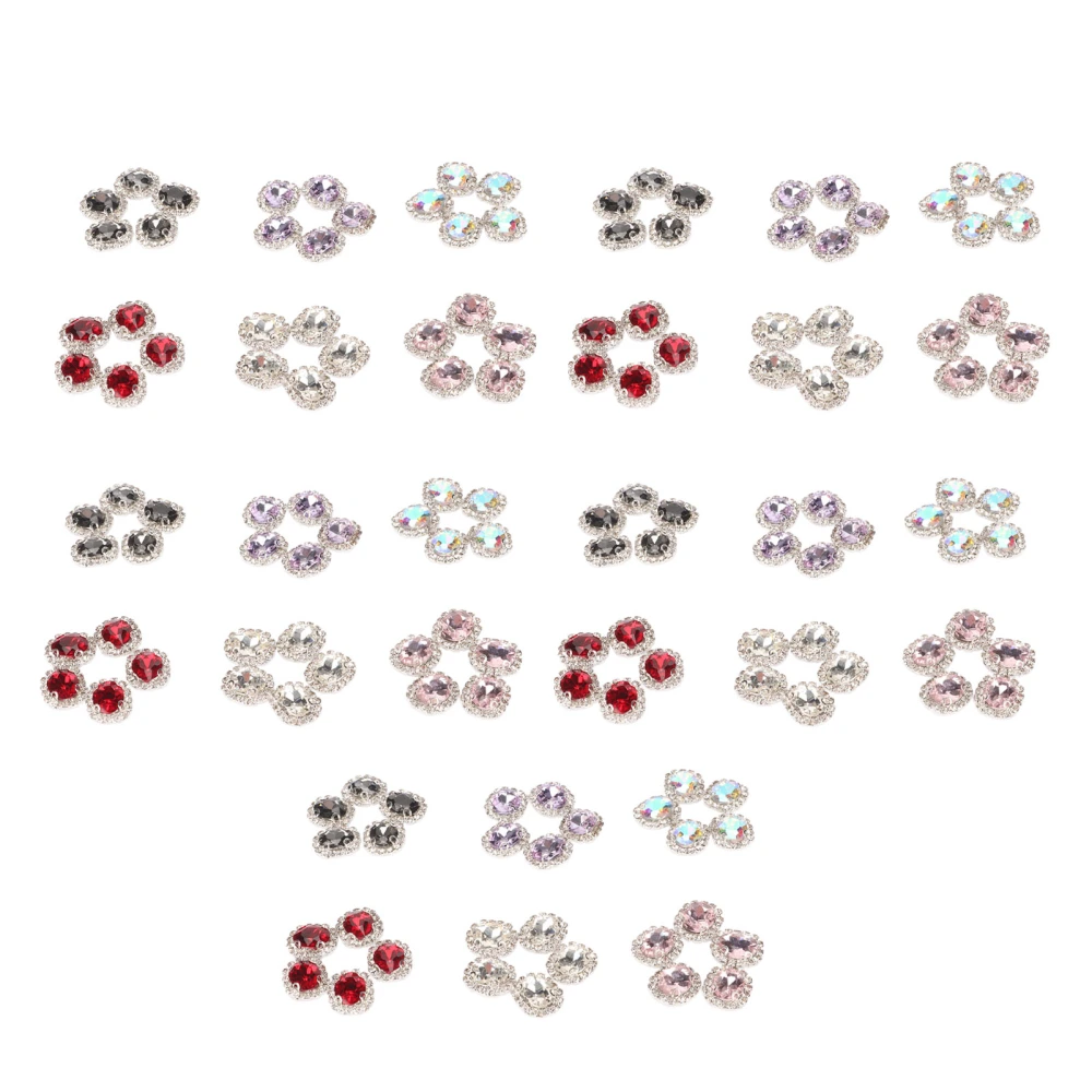 30Pcs Sew On Glass Rhinestones Multicolors Sewing Claw Crystal for DIY Crafts Jewelry Clothes Shoes