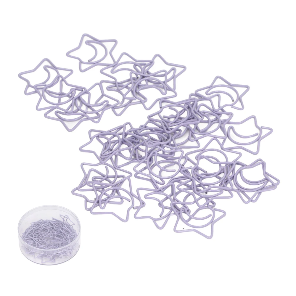 100PCS Shaped Paper Clips Purple Five Pointed Star Sturdy Portable for Office Memo File Classification