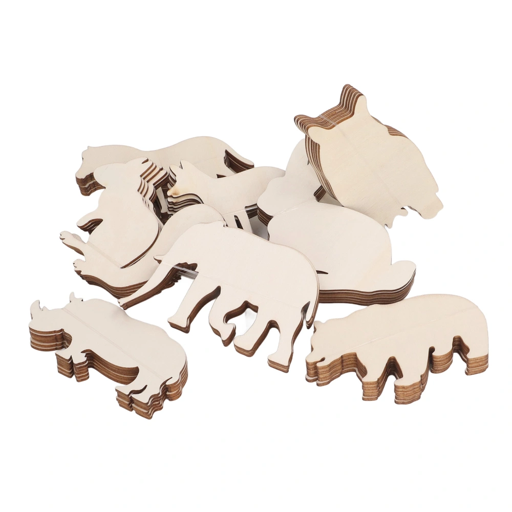 48PCS Animal Wooden Slice DIY Wood Ornaments Blank Decoration Shaped Wood Pieces for Kids Friends