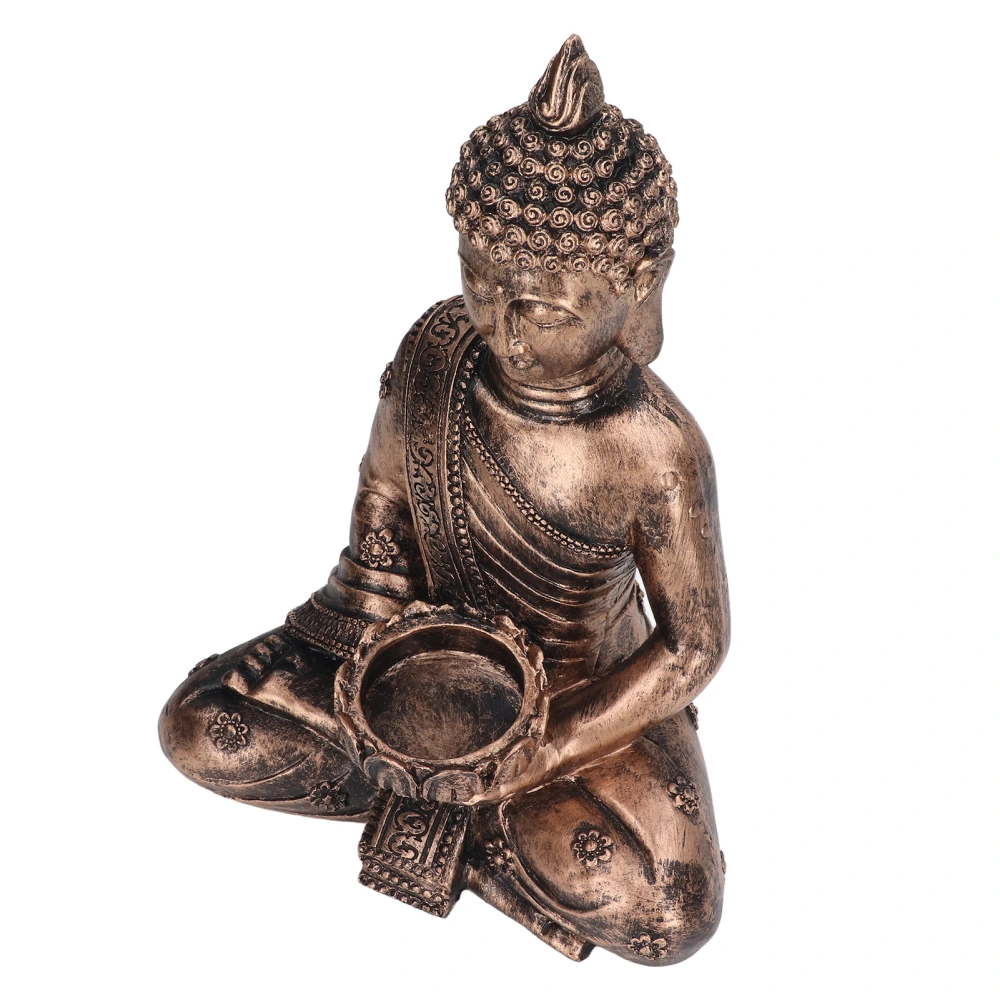 Buddha Statue Copper Color Durable Resin Multi Purpose Stable Proper Size Buddha Candle Holder for Meditation Decoration