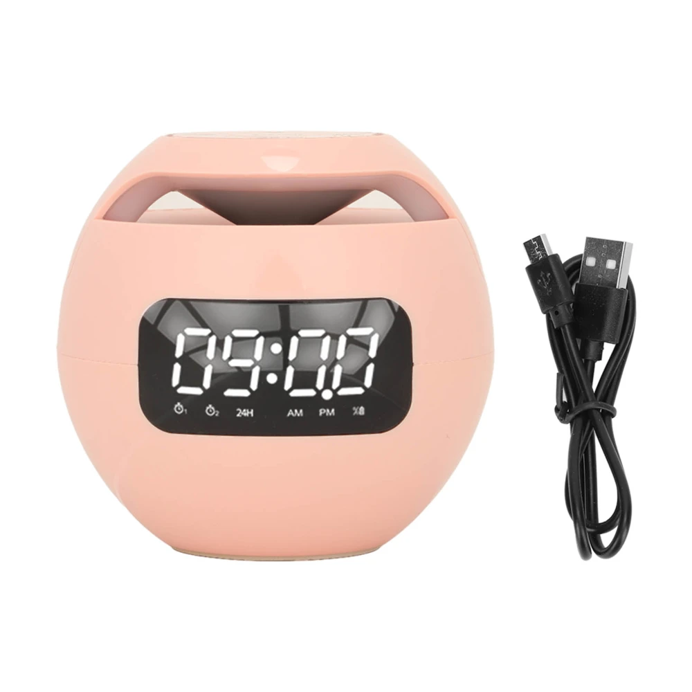 Bluetooth Alarm Clock Speaker Colorful Mini Portable Household Wireless FM Radio With Voice Announcements Pink