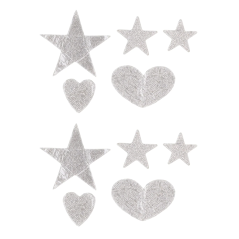 10pcs Star Shape Rhinestone Appliques Self Adhesive DIY Heart Iron On Patches Sew On Patches for Hats Bags Jackets