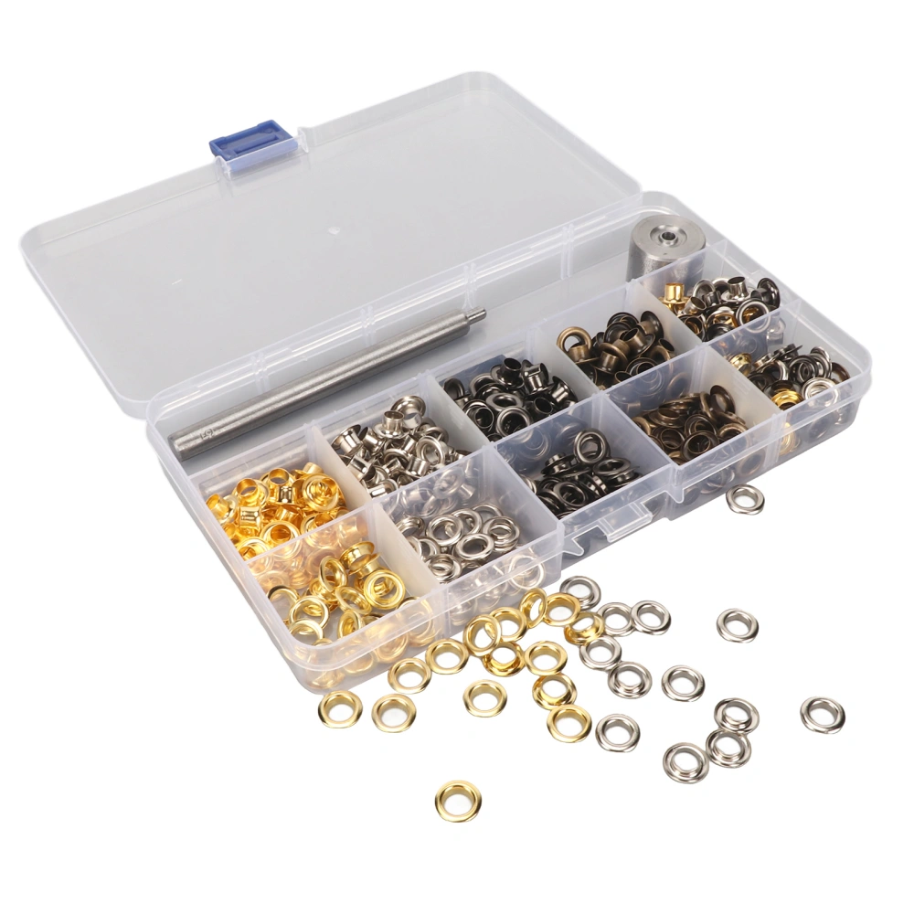 Grommet Kit 5mm Copper Assorted Colors Easy Installation Box Packed Eyelet Kit with Punch for Repair Decoration DIY