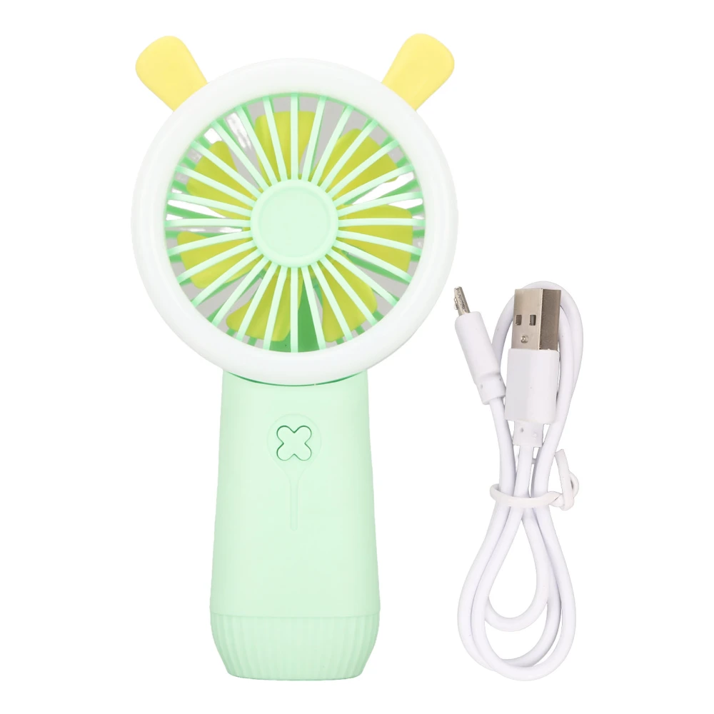 Mini Handheld Fan 3 Levels Adjustable USB Rechargeable Cute Rabbit Appearance Portable Fan for School Outdoor Green