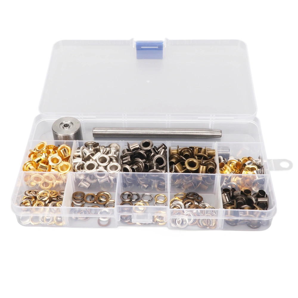 400Pcs Grommets 5mm 4 Colors Sturdy Copper Box Packed Easy Installation Eyelet Kit with Punch for Shoes Bags Clothes