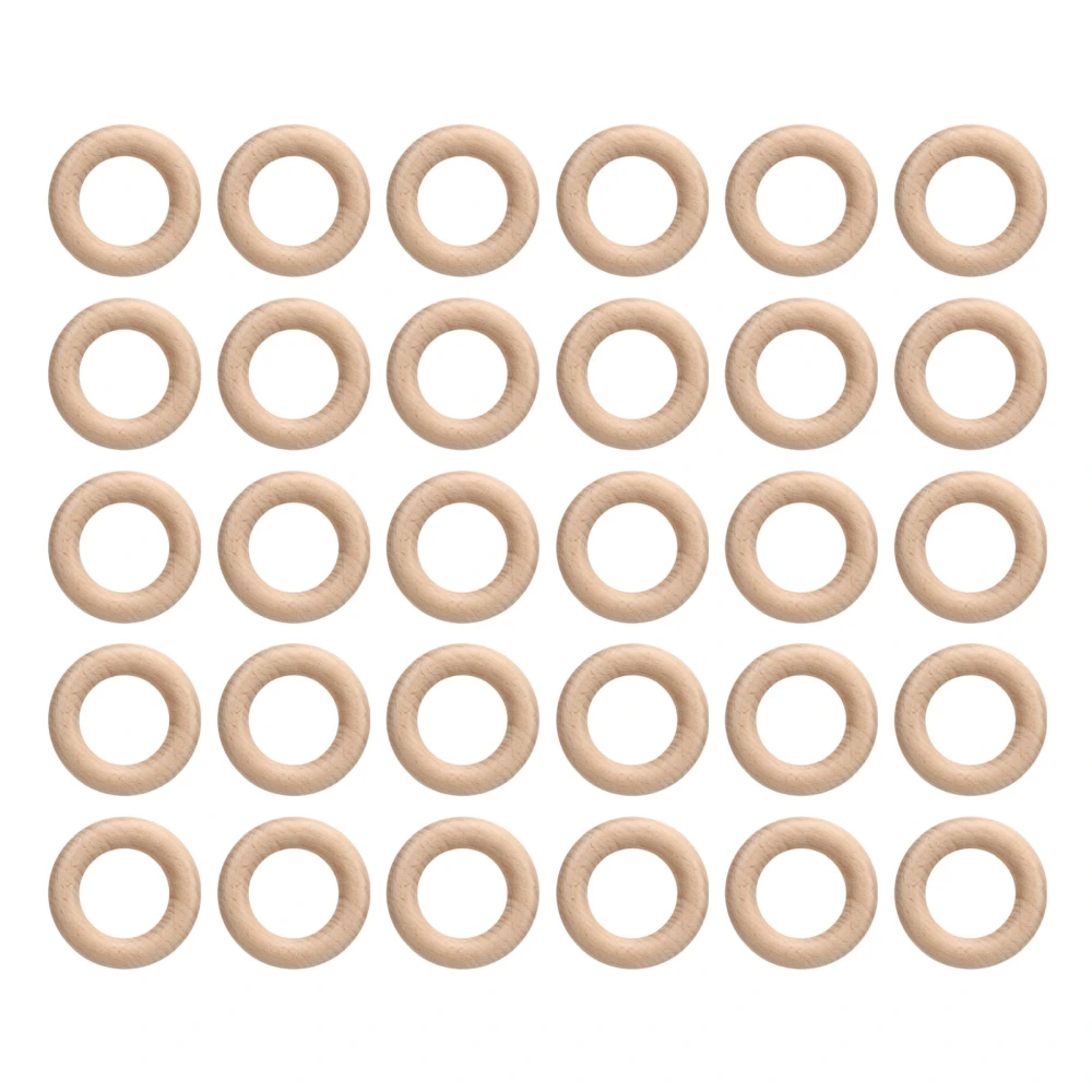 30PCS Beech Wood Rings Smooth Wooden Circle Ring Pendant for DIY Jewelry Making Handcrafts 6cm / 2.4in