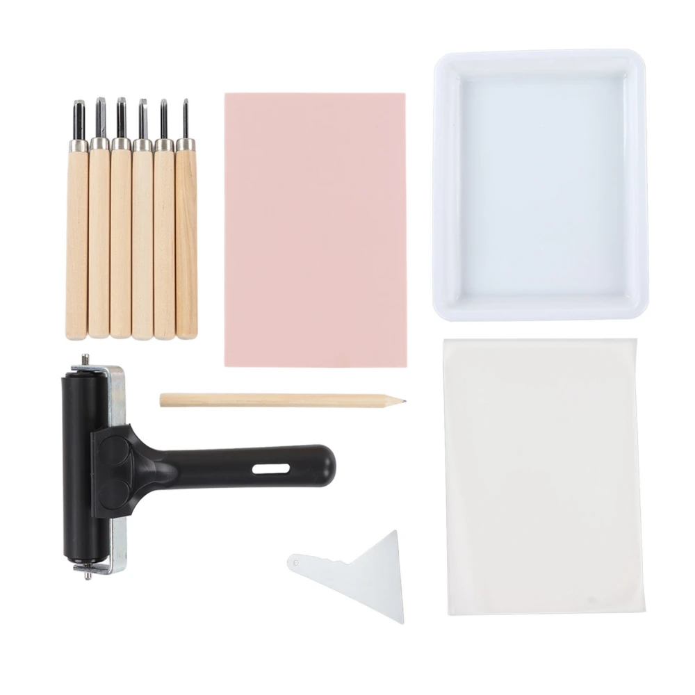 Stamp Making Kit Assorted Carving Knives Carving Block Flexible Roller Stamp Carving Tools for DIY Arts Beginners