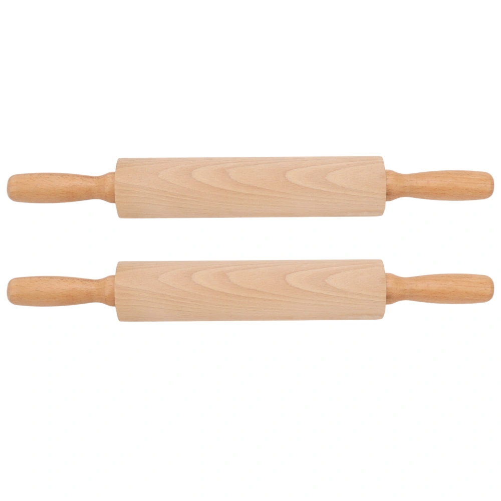 2Pcs Wooden Rolling Pin Sturdy Beech Comfortable Handle Smoothing Small Rolling Pin for Home Kitchen Cake