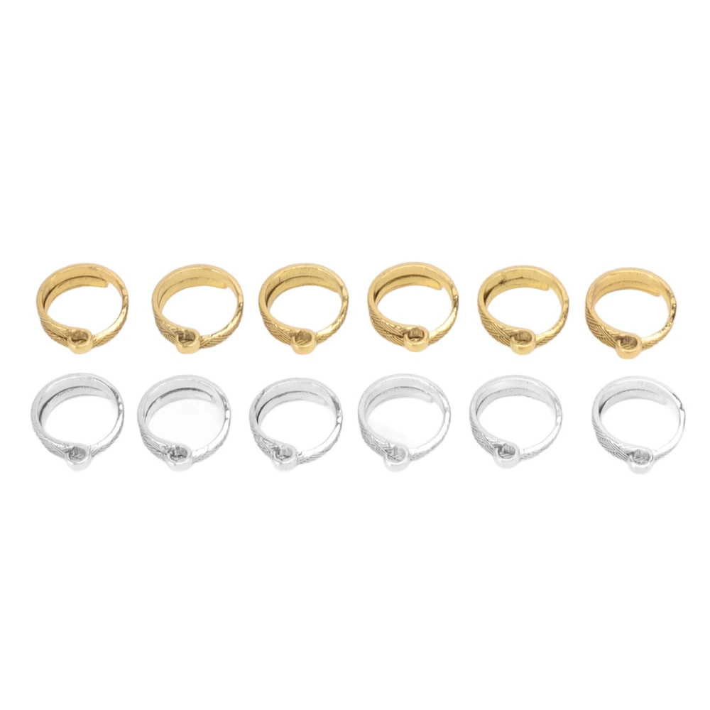 12Pcs Knitting Crochet Loop Ring Alloy Adjustable Yarn Guide Finger Holder Crochet Ring