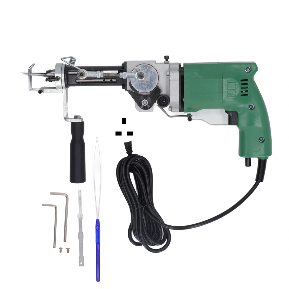 Carpet Tufting Tool Green 2 in 1 Handheld High Speed Multiple Purpose Carpet Weaving Machine for Rug DIY 100‑240V UK Plug