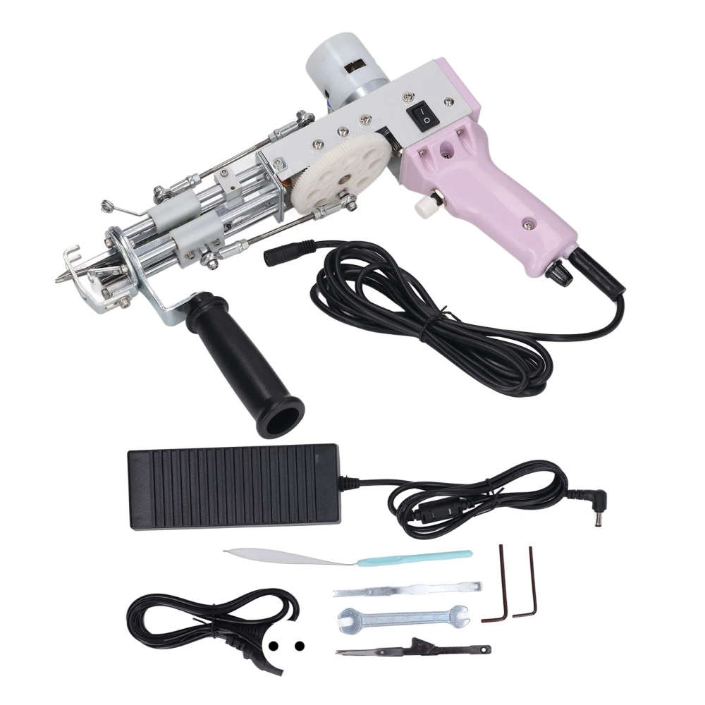 2 in 1 Rug Tufting Machine DIY Hand Crafted Adjustable Speed Electric Carpet Gun Machine for Beginner 100‑240V Purple EU Plug