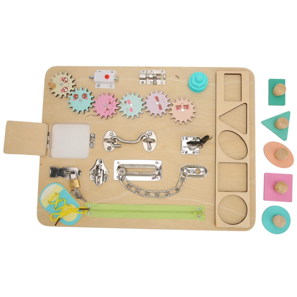 Toddler Skill Board Unlocking Theme Hand Eye Coordination Thickened Wood Sensory Board for Education Learning Family