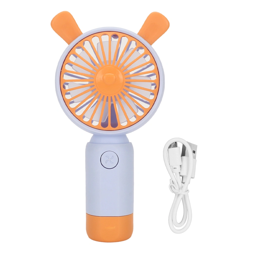 Handheld Fan Two Speed Rabbit Ears Shape Ergonomic Portable Handheld Small USB Charging Desktop Mini Electric Fan Blue