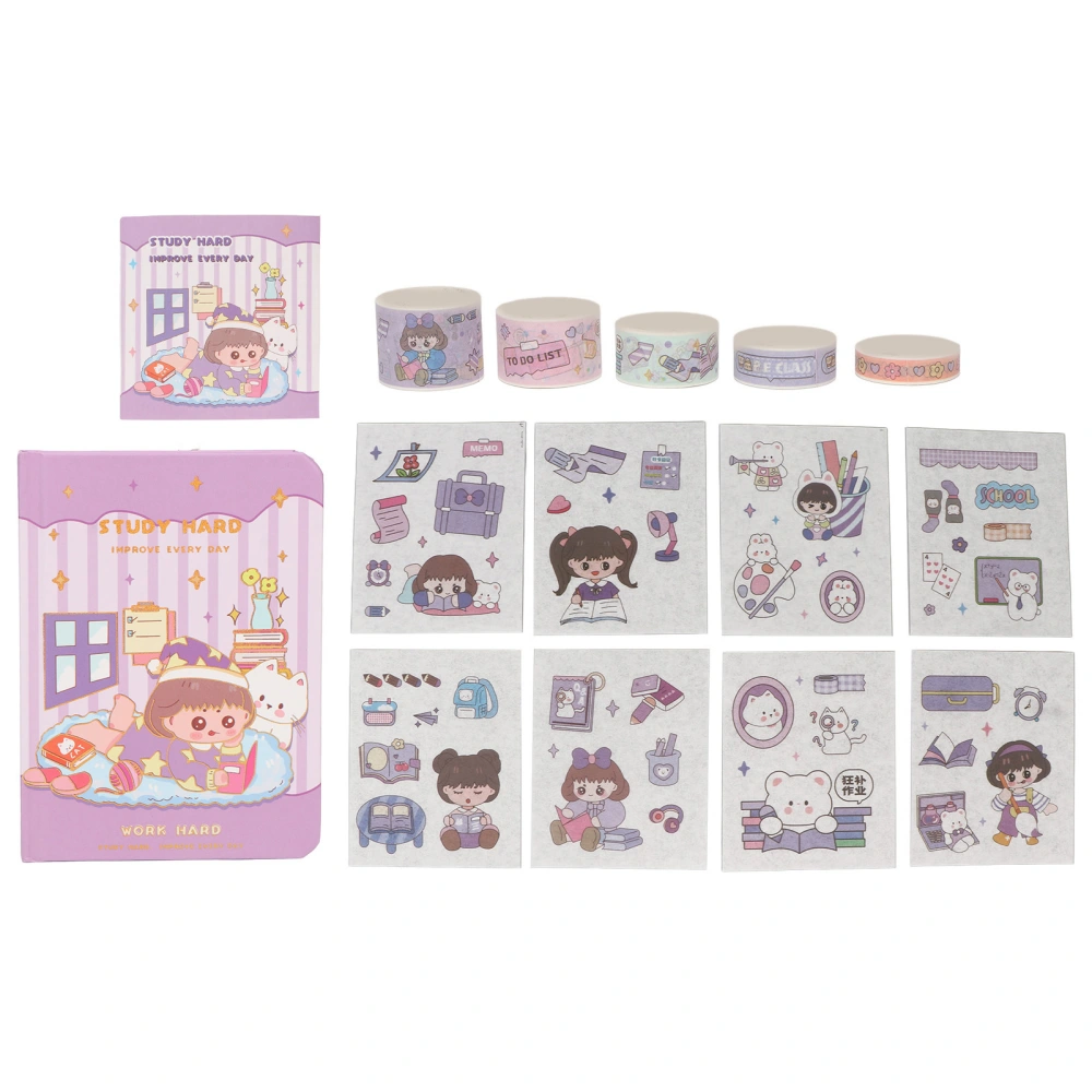 Japanese Paper Stickers Set Cute Cartoon Clear Printing Art Stickers Set for Handbook Diary Envelope Decoration Type 2