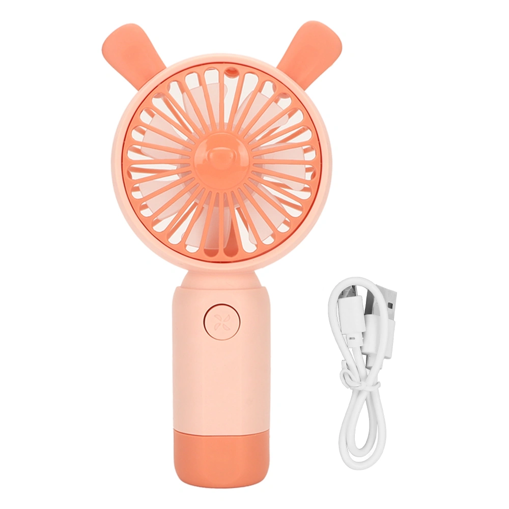 Handheld Fan Two Speed Rabbit Ears Shape Ergonomic Portable Handheld Small USB Charging Desktop Mini Electric Fan Pink