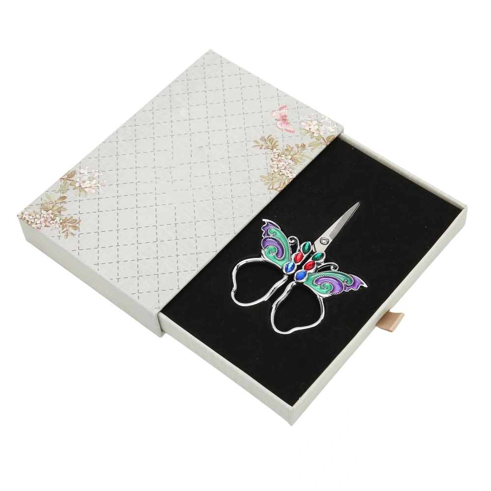 Embroidery Scissors DIY Portable Ergonomic Stainless Steel Retro Style Butterflies Pattern Mini Sewing Scissor for Needlework