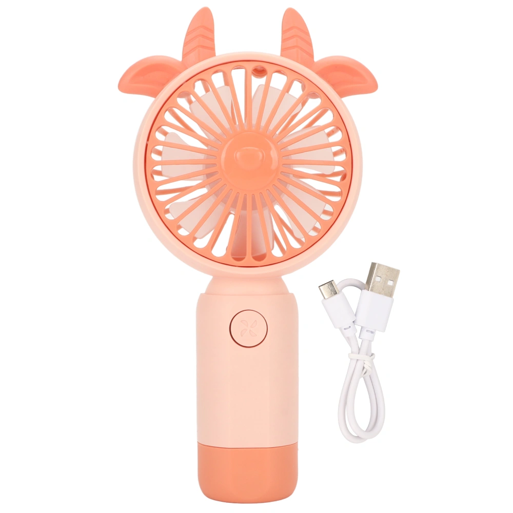 Portable Handheld Fan Cow Ears Shape Two Speed USB Rechargeable Ergonomic Handle Desktop Mini Electric Fan Pink