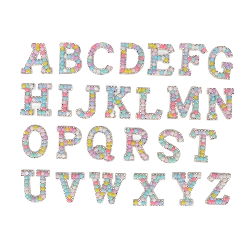 26pcs Self Adhesive Letter Patch Sticker Colorful Pearl Rhinestone English Letters Sticker Party Decoration for DIY Clothes