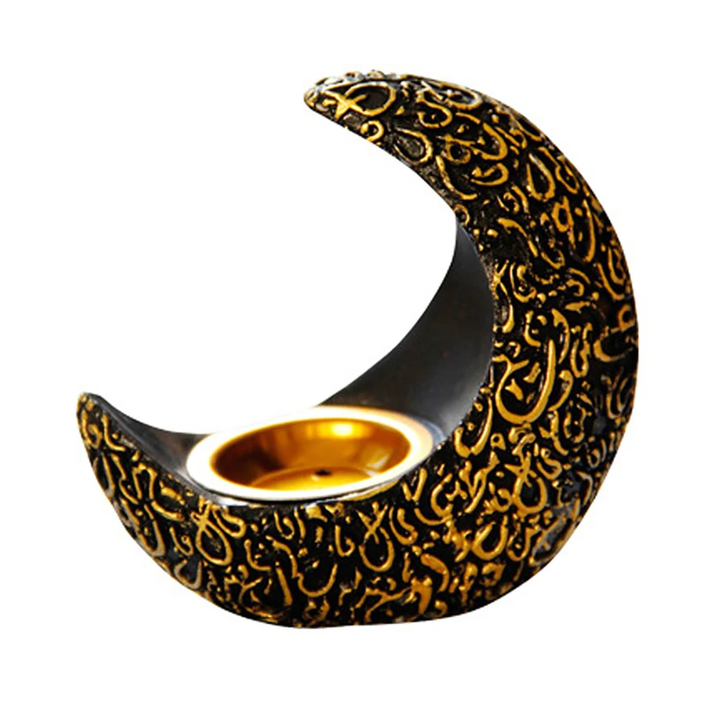 Moon Incense Burner Relieve Stress Exquisite Resin Incense Burner Decorative Incense Burner for Meditation Room Black