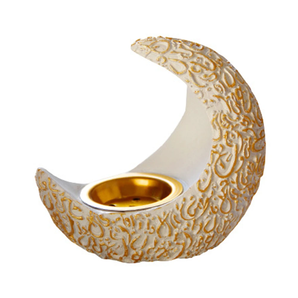 Moon Incense Burner Relieve Stress Exquisite Resin Incense Burner Decorative Incense Burner for Meditation Room White