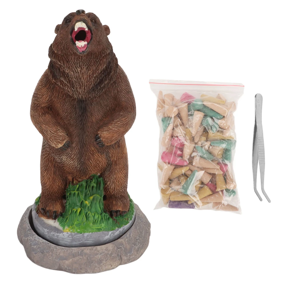 Incense Burner Brown Bear Statue Air Purifying Incense Holder Tabletop Decoration for Yoga Meditation Room Bedroom